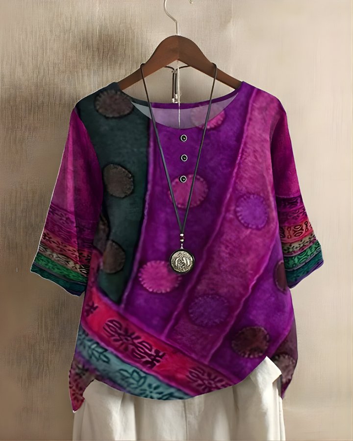 Women's Flowy Boho Blouse - Purple