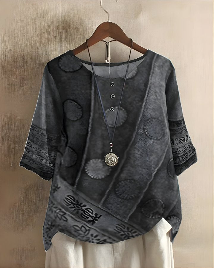 Women's Flowy Boho Blouse - Gray