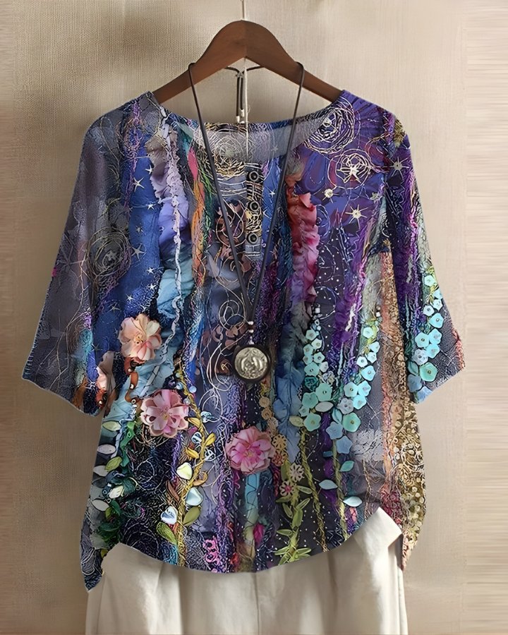Women's Flowy Boho Blouse - Violet
