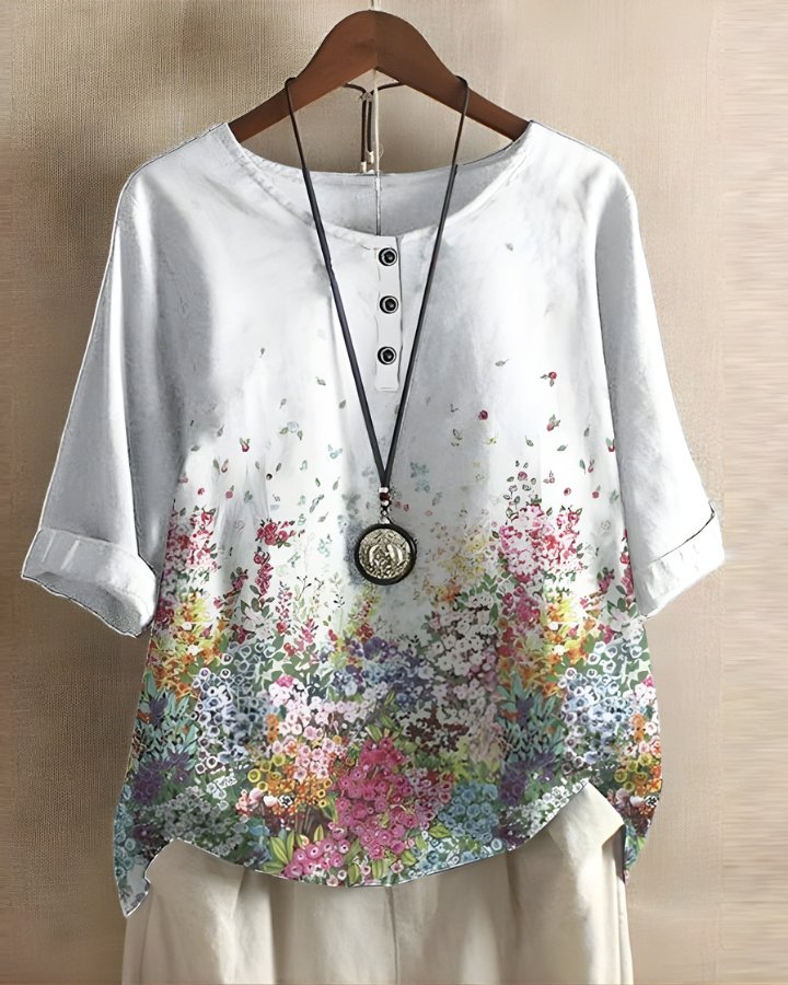 Women's Flowy Boho Blouse - White