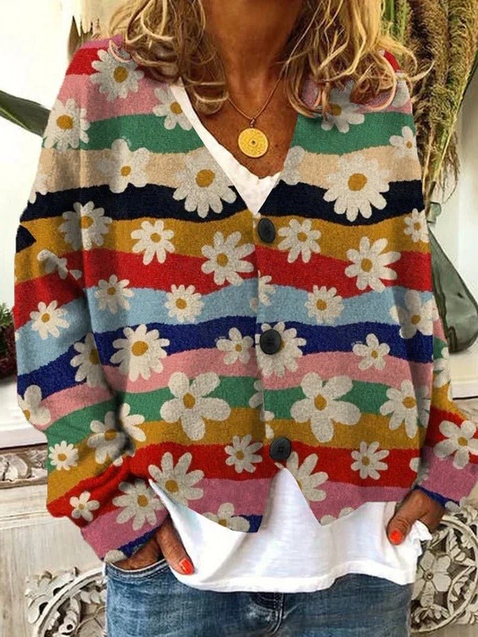Women's Oversized Floral Cardigan - Turmeric