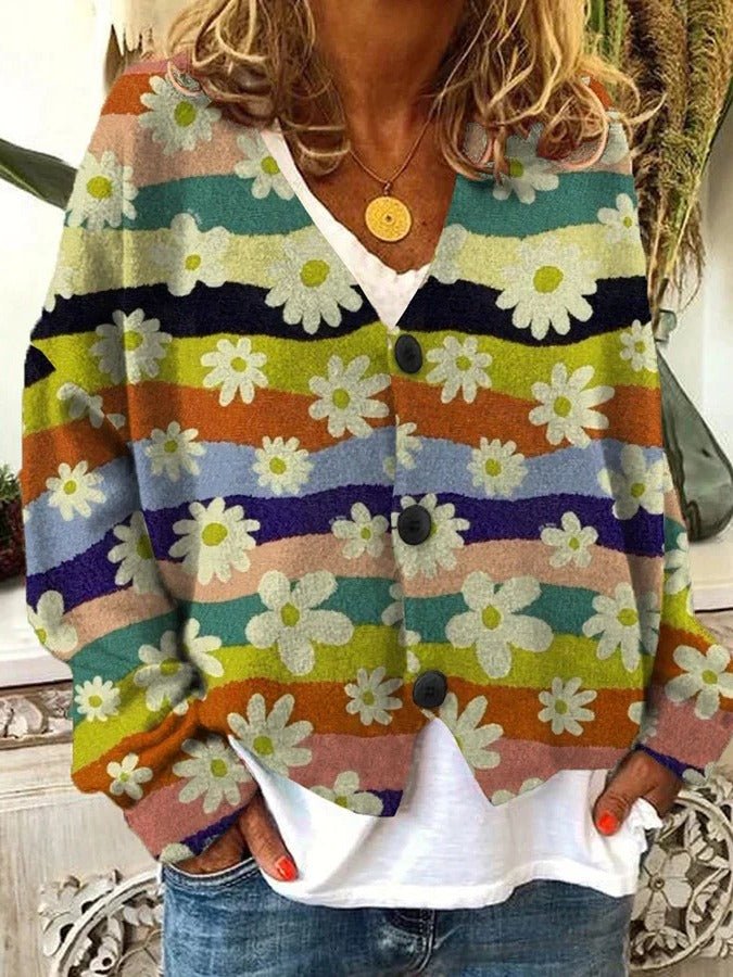Women's Oversized Floral Cardigan - Yellow