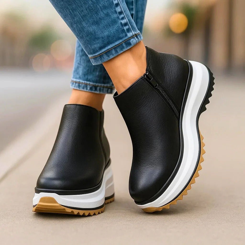 Women's Platform Ankle Boots - Black