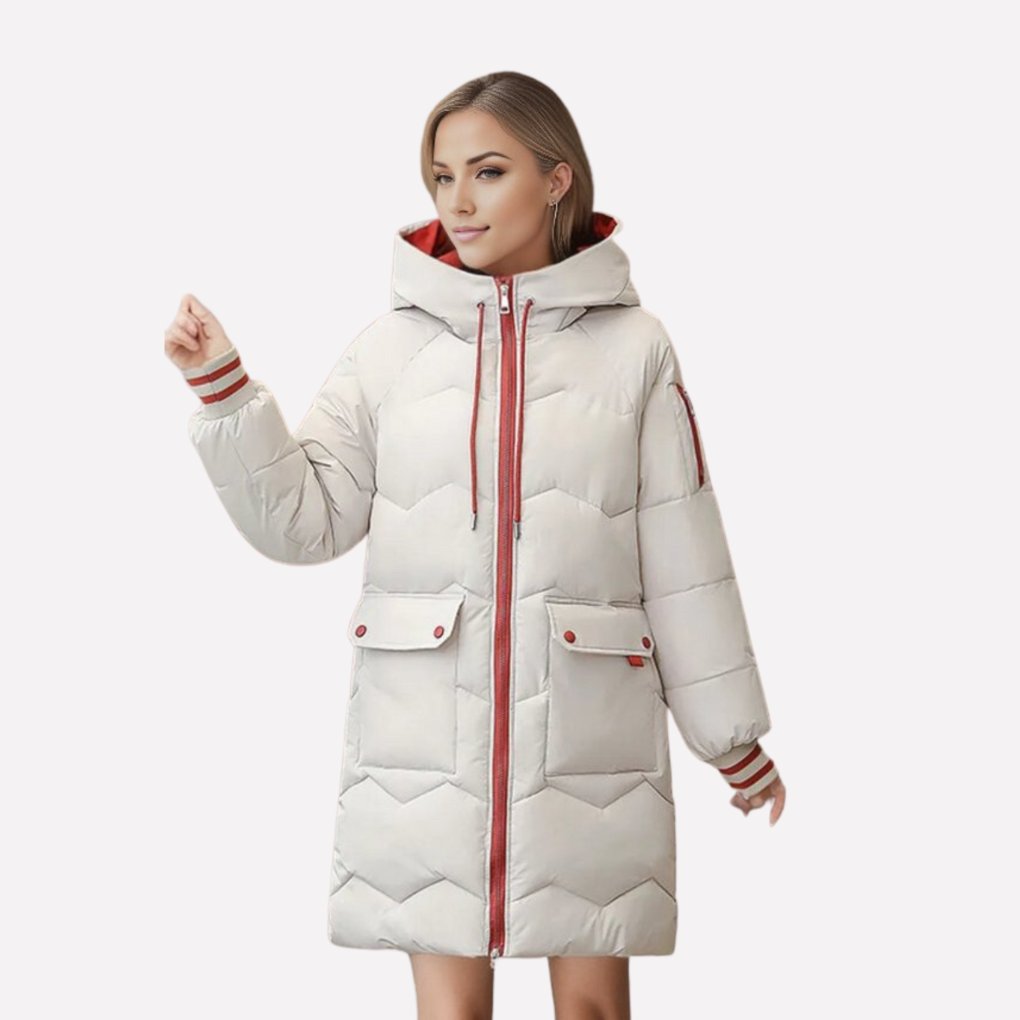 Women's Quilted Longline Puffer Coat - Ivory
