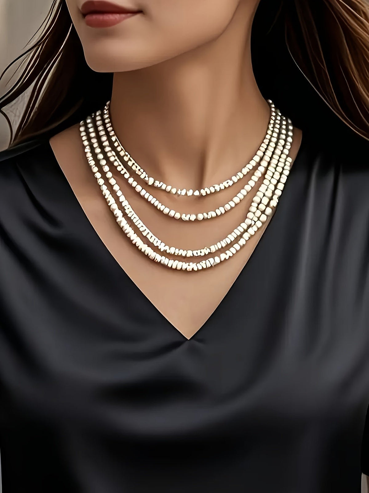 Women's Satin V-Neck Blouse