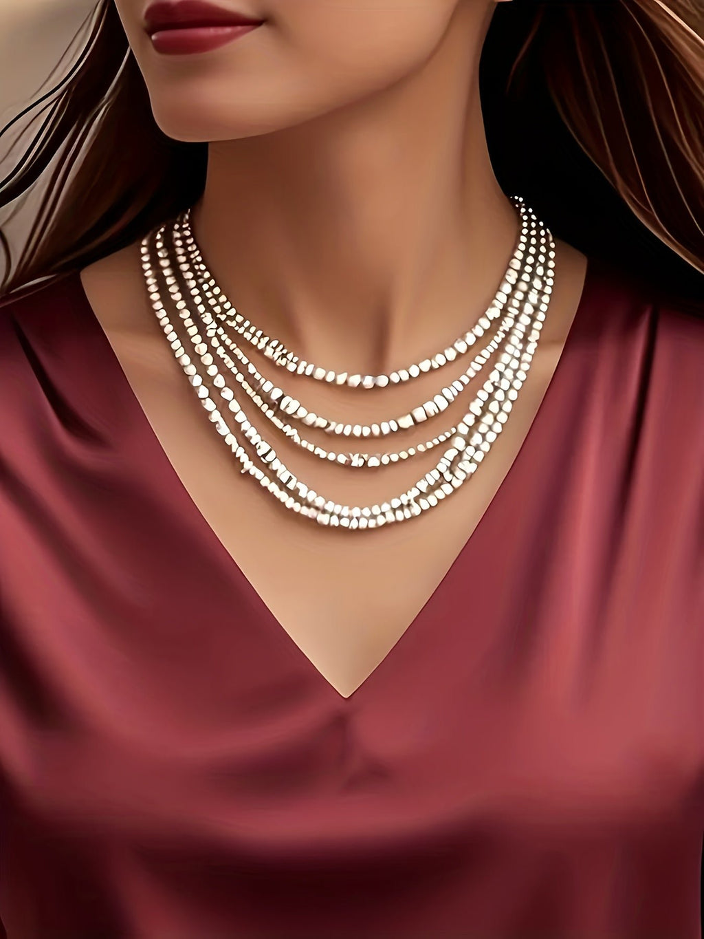 Women's Satin V-Neck Blouse