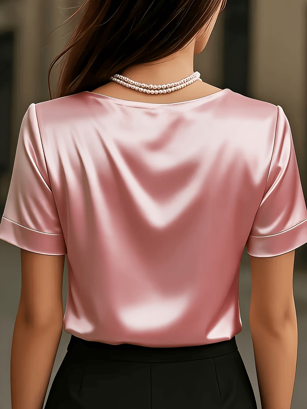Women's Satin V-Neck Blouse