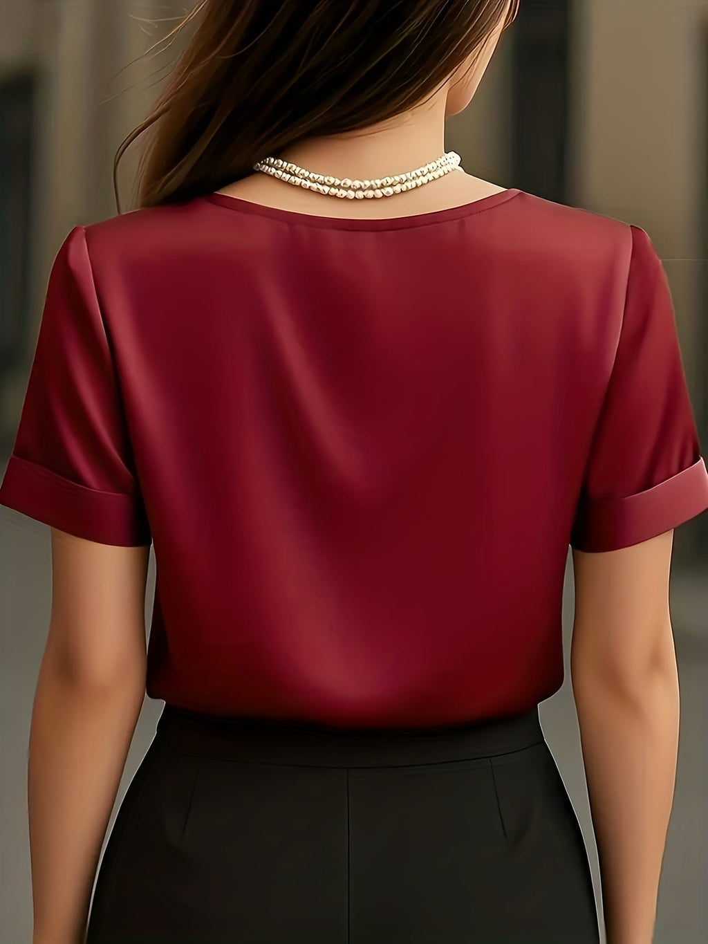 Women's Satin V-Neck Blouse