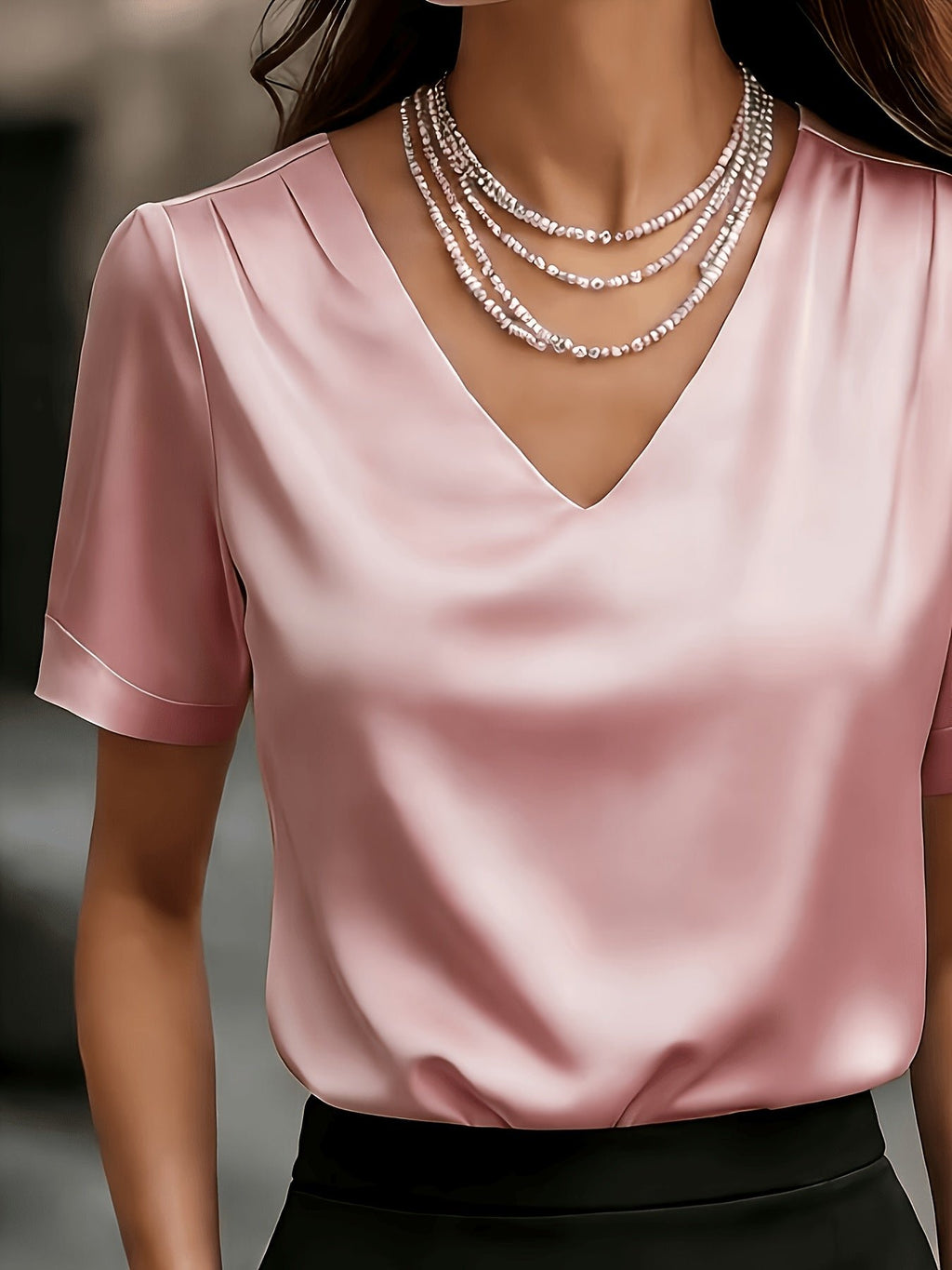 Women's Satin V-Neck Blouse