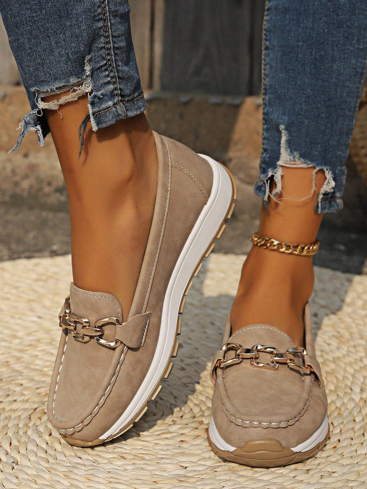 Women's Suede Platform Loafers - Khaki