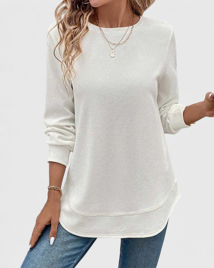 Women's Waffle Knit Tunic Sweatshirt