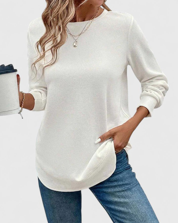 Women's Waffle Knit Tunic Sweatshirt