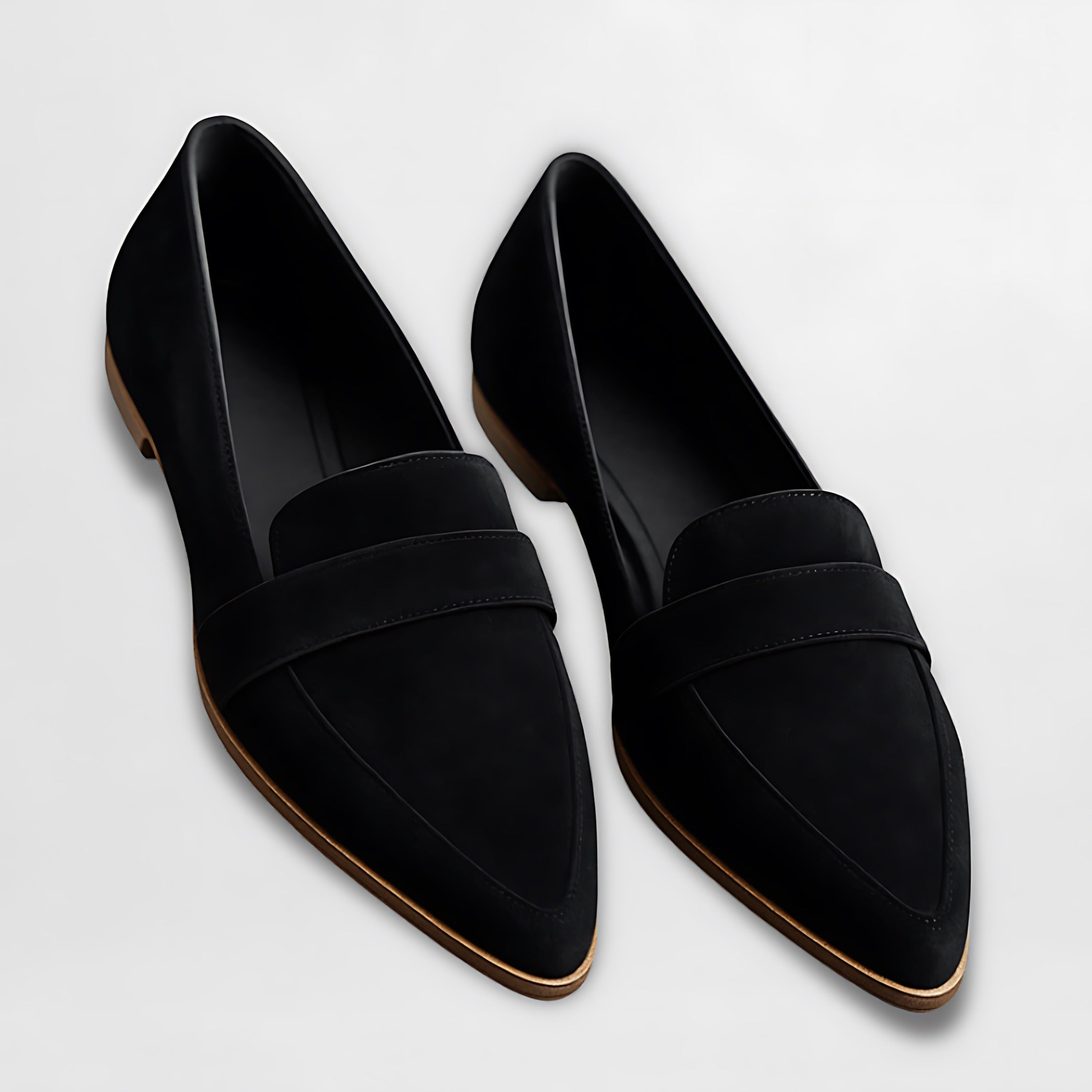 Pointed Toe Penny Loafers - Black