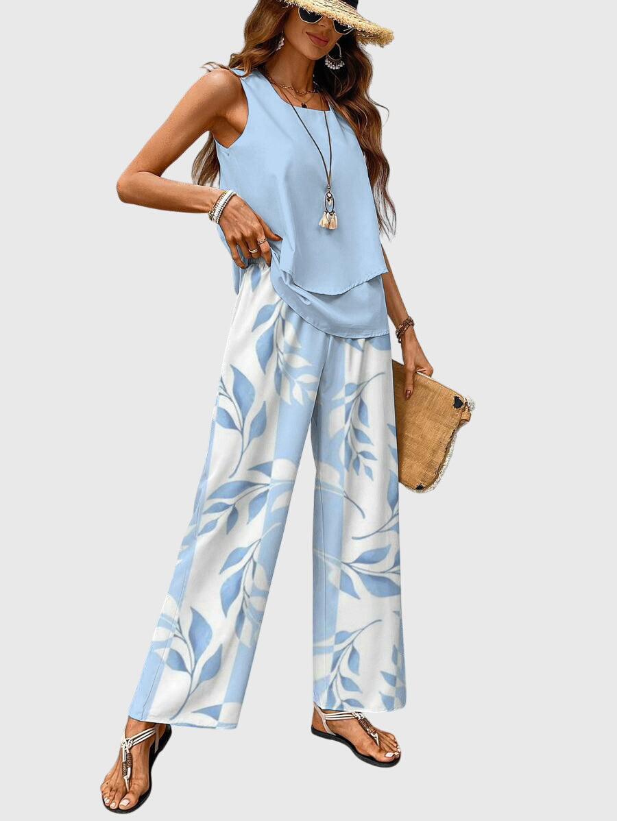 Rachel Women's Sleeveless Tank Top & Wide Leg Trouser Set 2