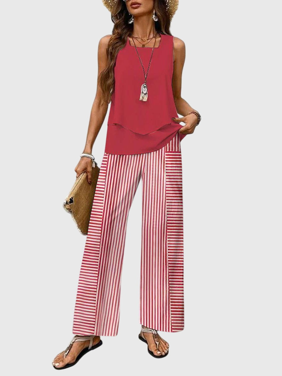 Rachel Women's Sleeveless Tank Top & Wide Leg Trouser Set 4