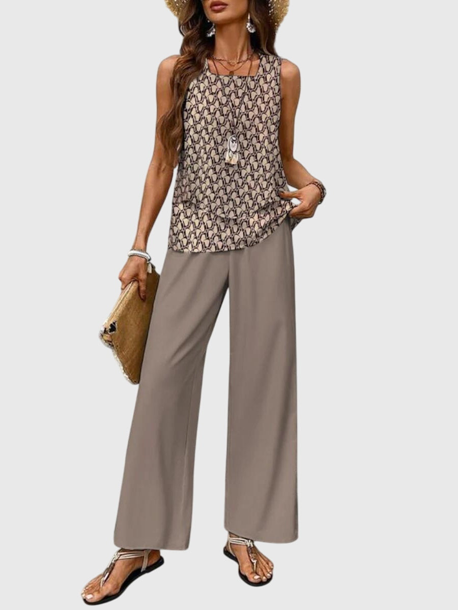 Rachel Women's Sleeveless Tank Top & Wide Leg Trouser Set 6