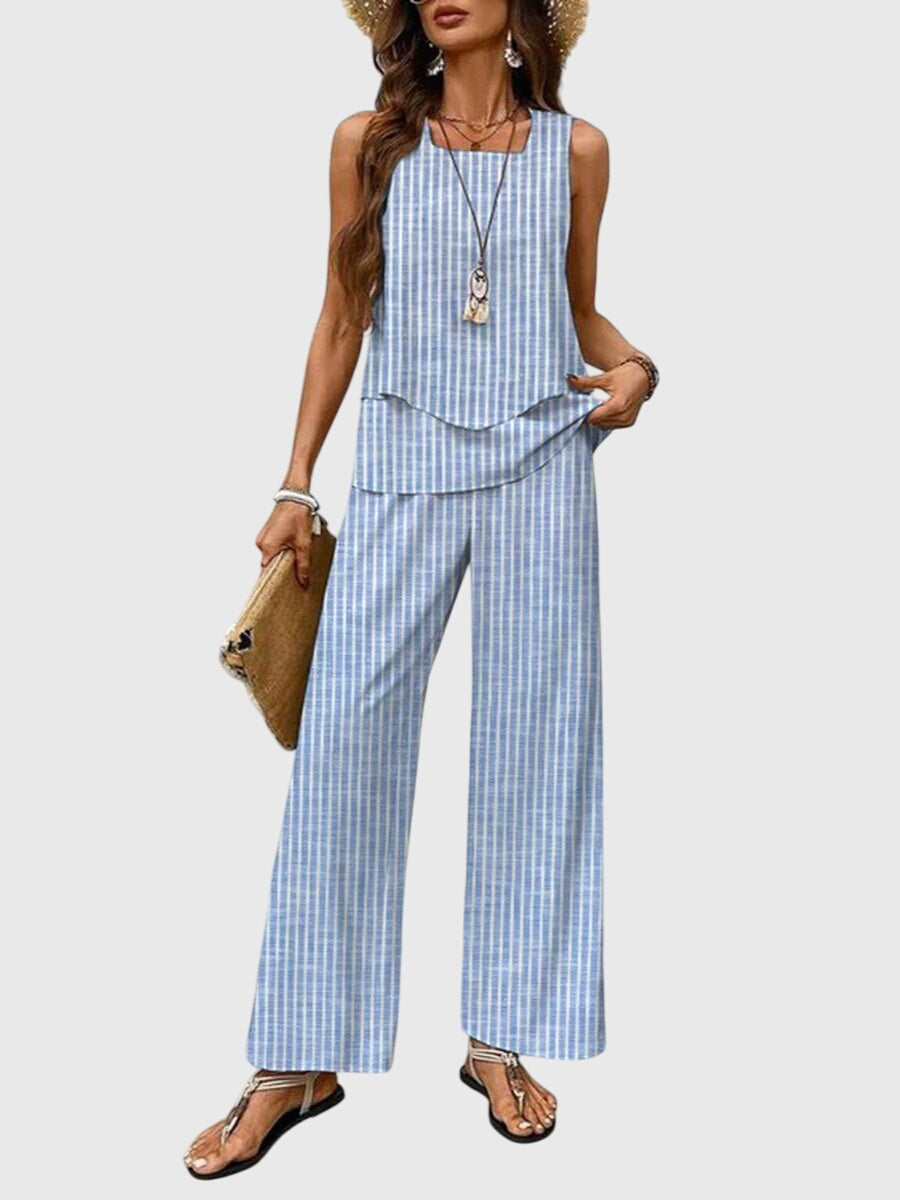 Rachel Women's Sleeveless Tank Top & Wide Leg Trouser Set 7