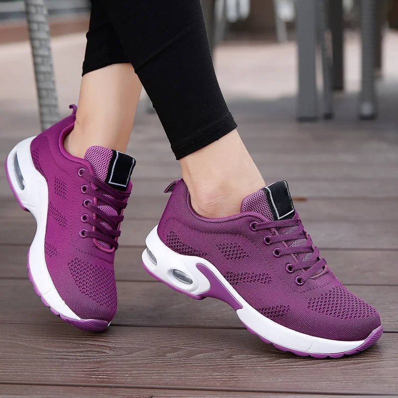 Women's Air Cushion Knit Sneakers - Purple