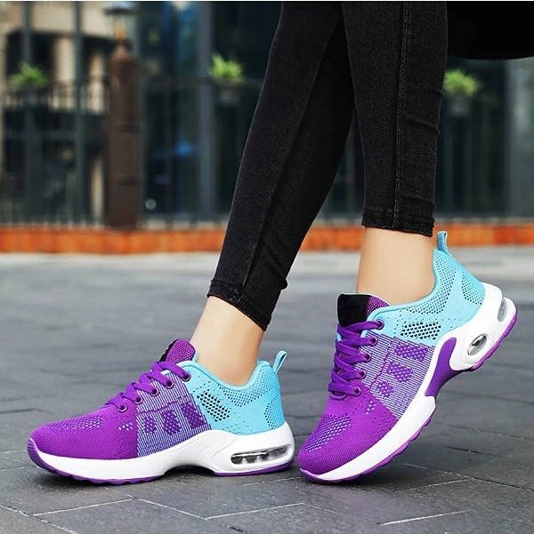 Women's Air Cushion Knit Sneakers - Purple Blue