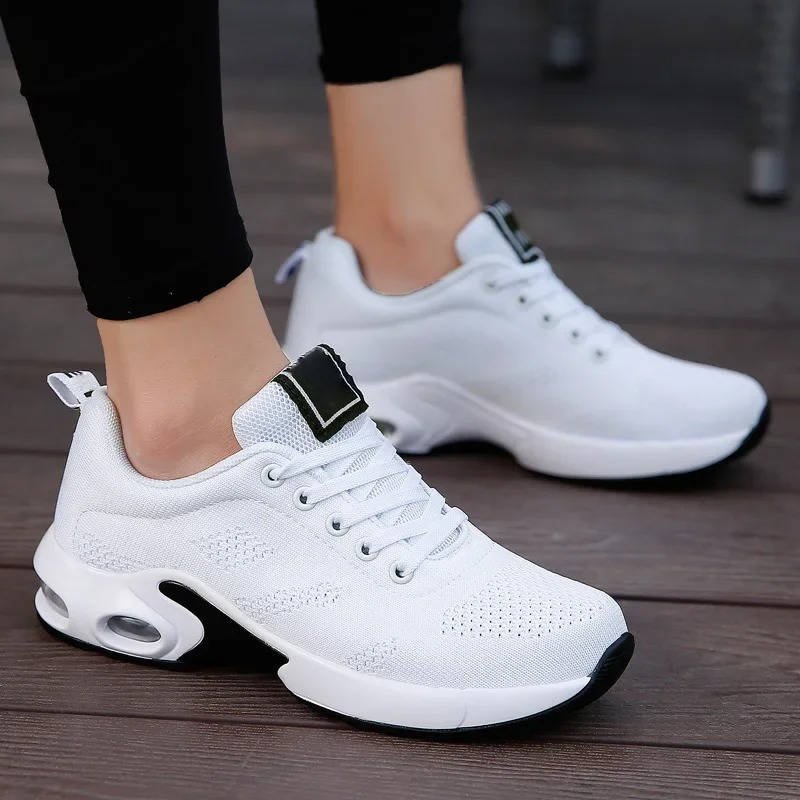 Women's Air Cushion Knit Sneakers - White