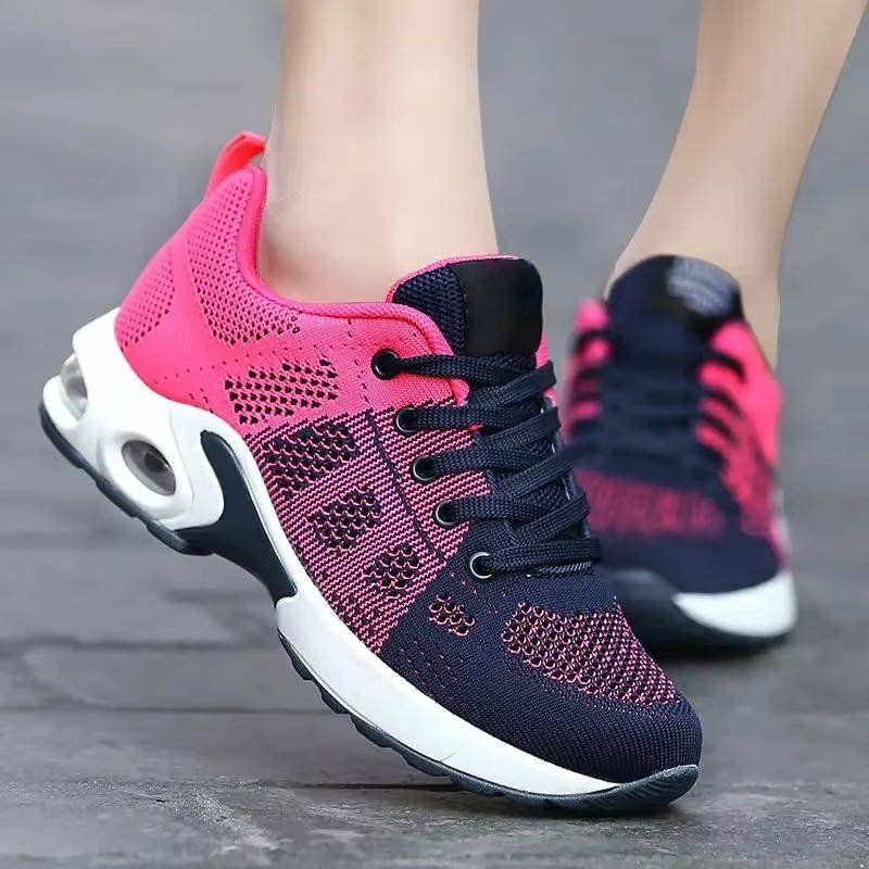 Women's Air Cushion Knit Sneakers - Rose Red