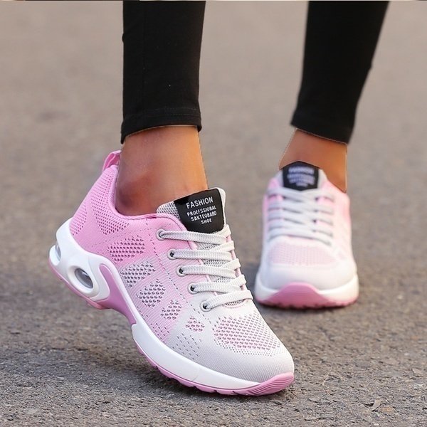 Women's Air-Cushion Running Sneakers - Pink/Gray