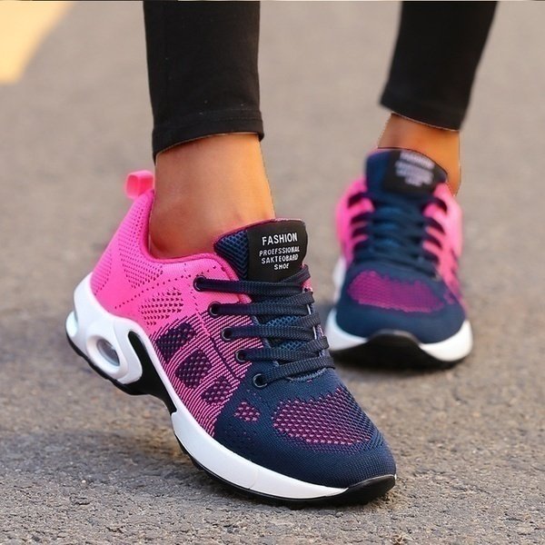 Women's Air-Cushion Running Sneakers - Pink/Blue