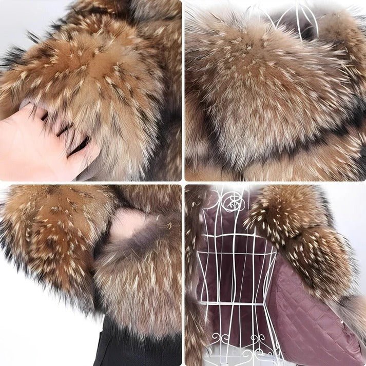Women's Cropped Fur Jacket - 2XL