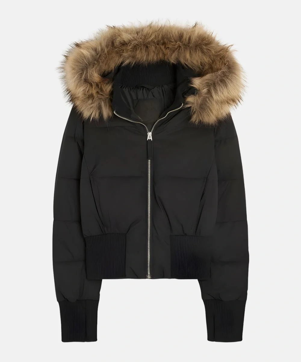 Women's Cropped Puffer Jacket - Black