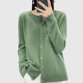 Women's Cropped Wool Cardigan - Green