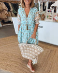 Boho Summer Midi Dress - Blue