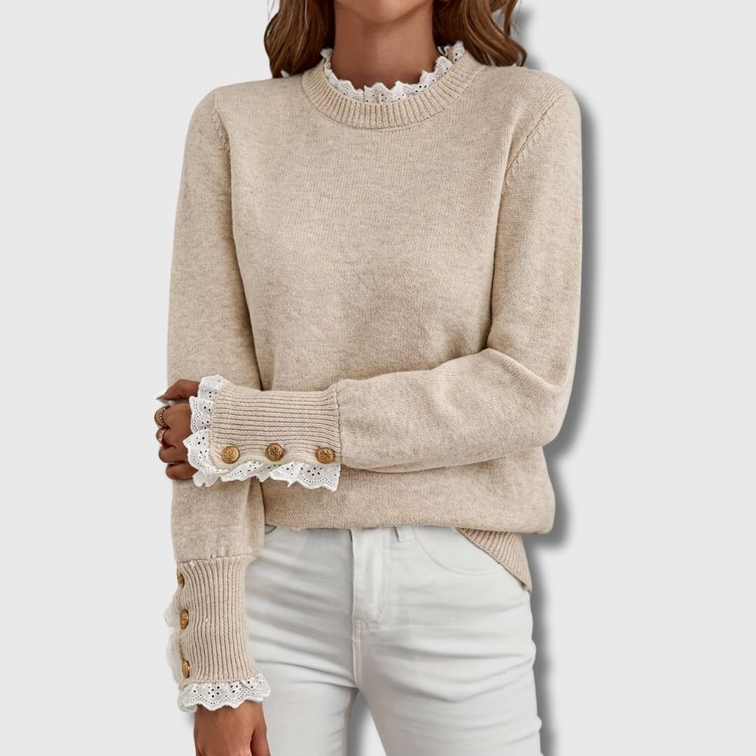 Women's Mock Neck Sweater - Apricot