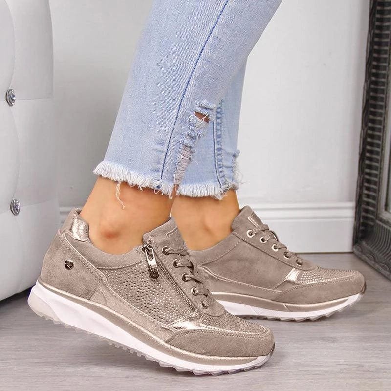 Women's Suede Wedge Sneakers - Gray