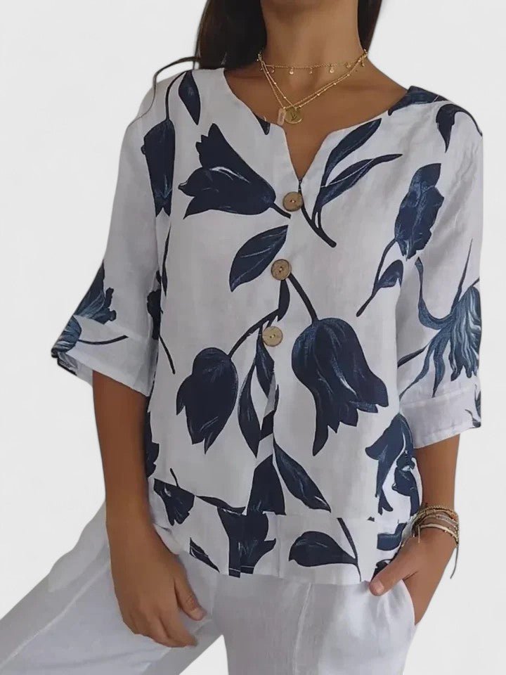 Women's Floral V-Neck Blouse