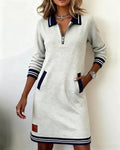Long Sleeve Sweater Dress - Gray