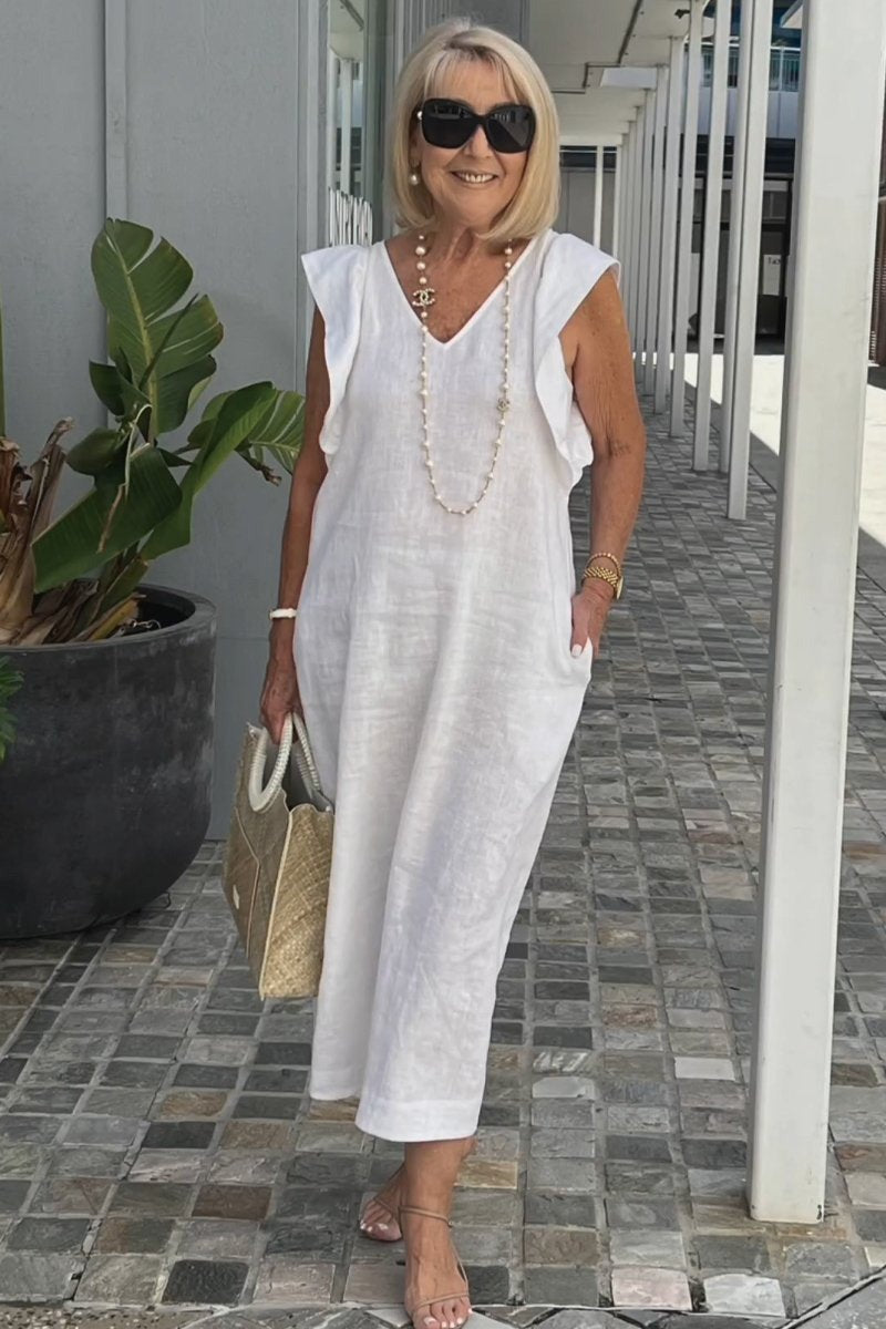 Sleeveless Summer Dress - White