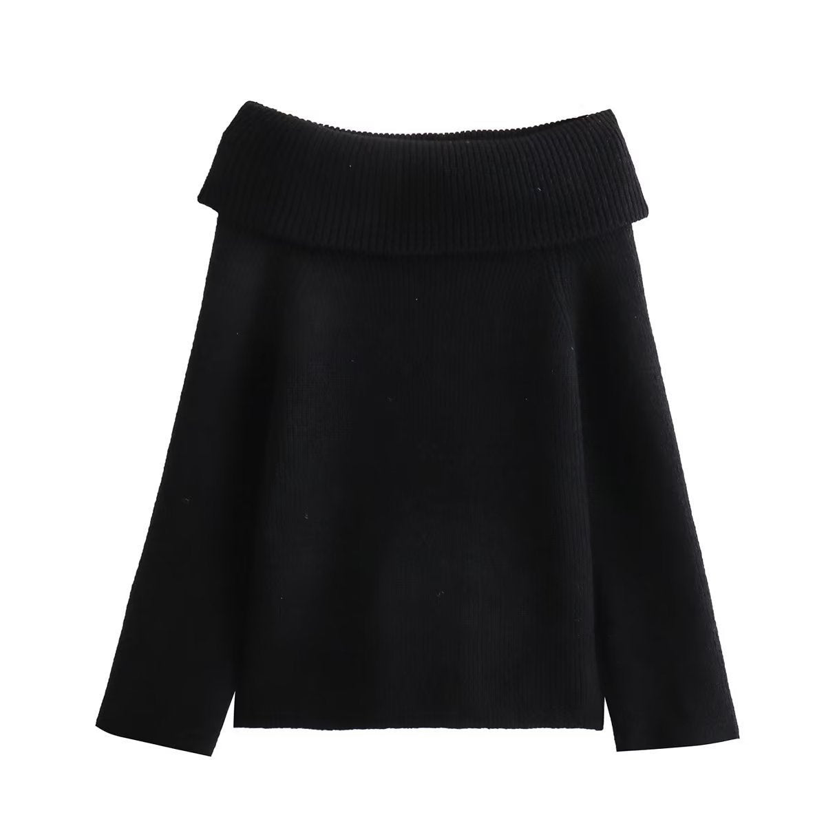 Women's Off-Shoulder Knit Sweater - Black