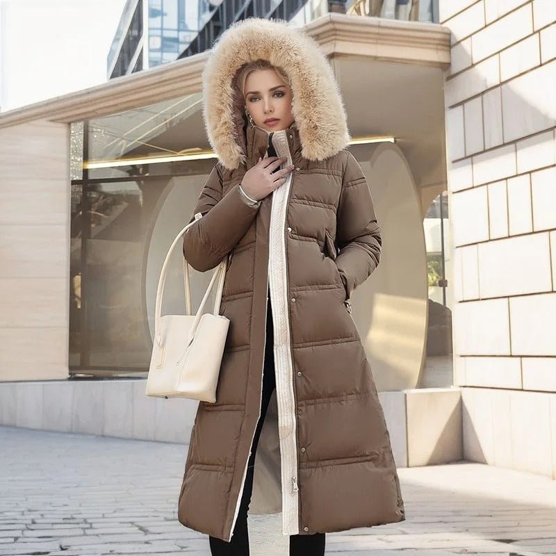 Women's Oversized Puffer Coat - Blue and White