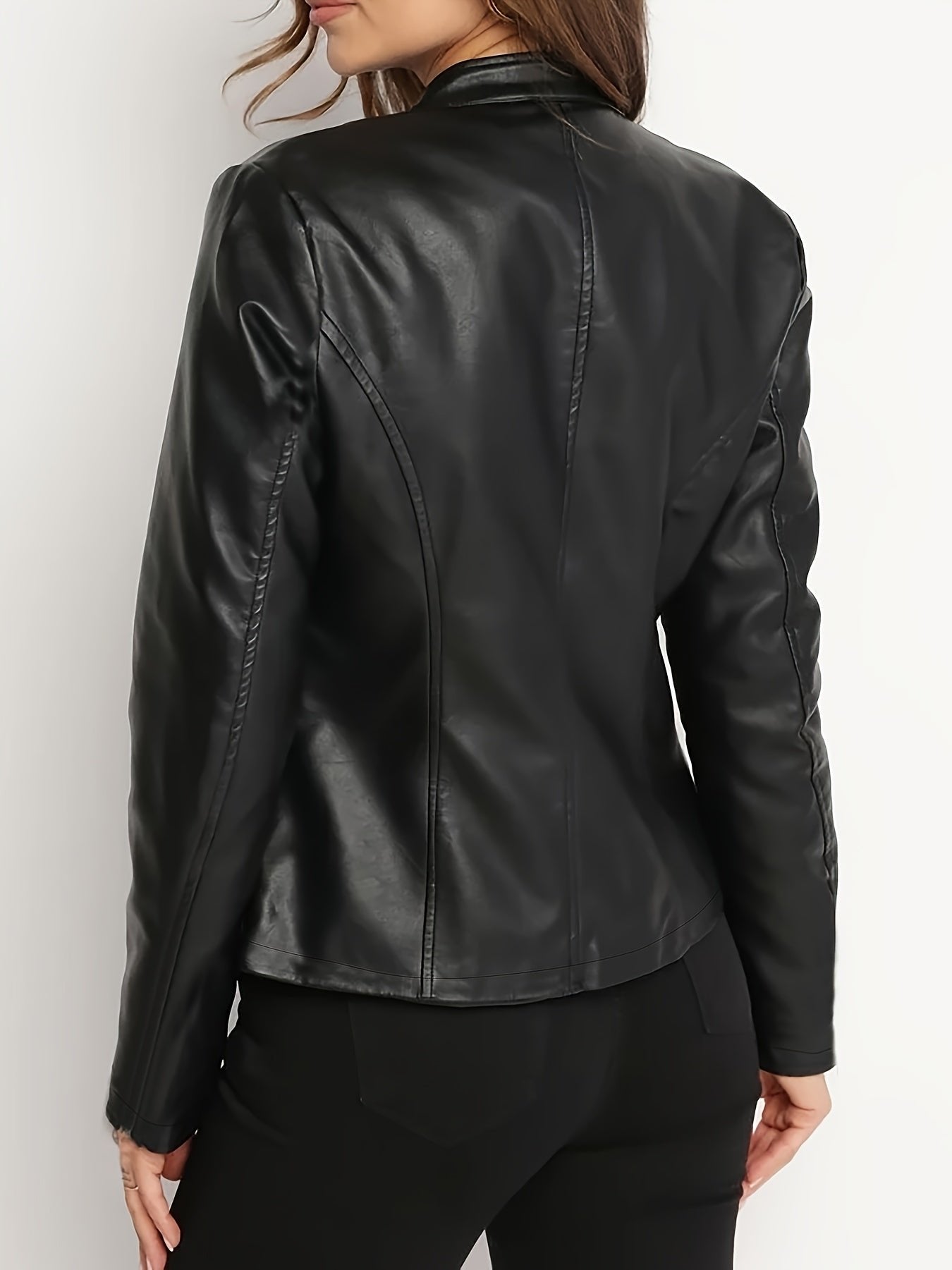 Women's Slim Faux Leather Moto Jacket
