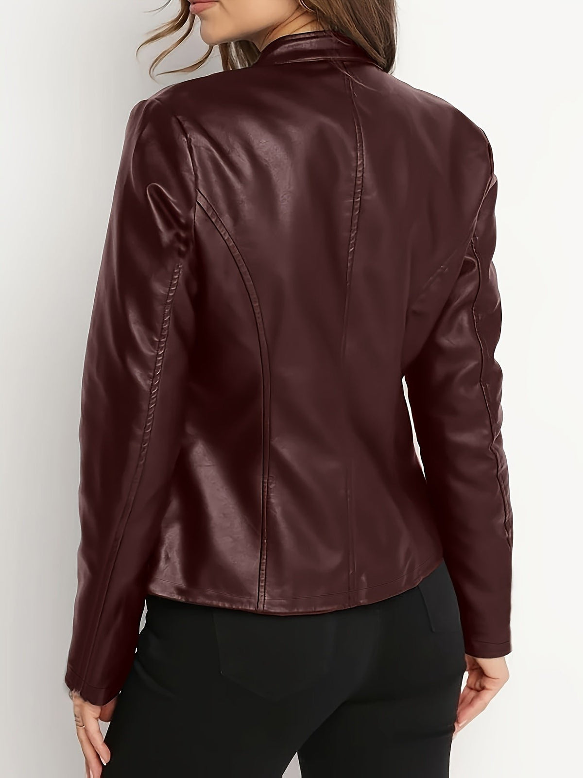 Women's Slim Faux Leather Moto Jacket
