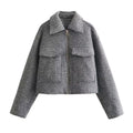Women's Cropped Wool Jacket - Gray