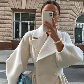 Women's Oversized Wool Wrap Coat - White