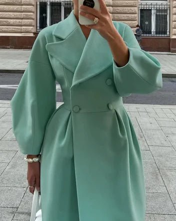 Women's Oversized Wool Wrap Coat - Aquamarine