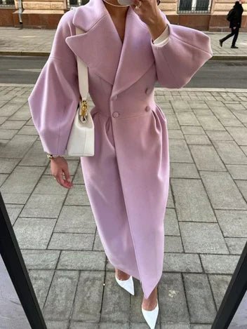 Women's Oversized Wool Wrap Coat - Purple