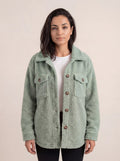 Women's Sherpa Fleece Shacket - Green