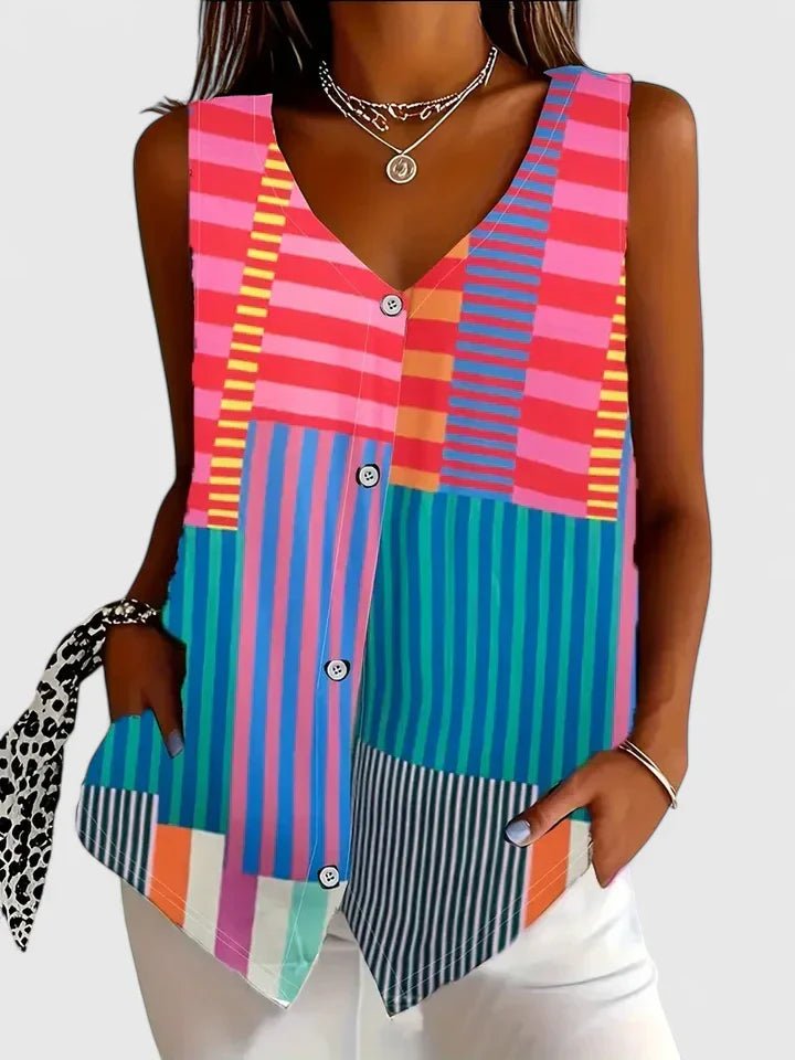 Women's Striped Sleeveless Blouse