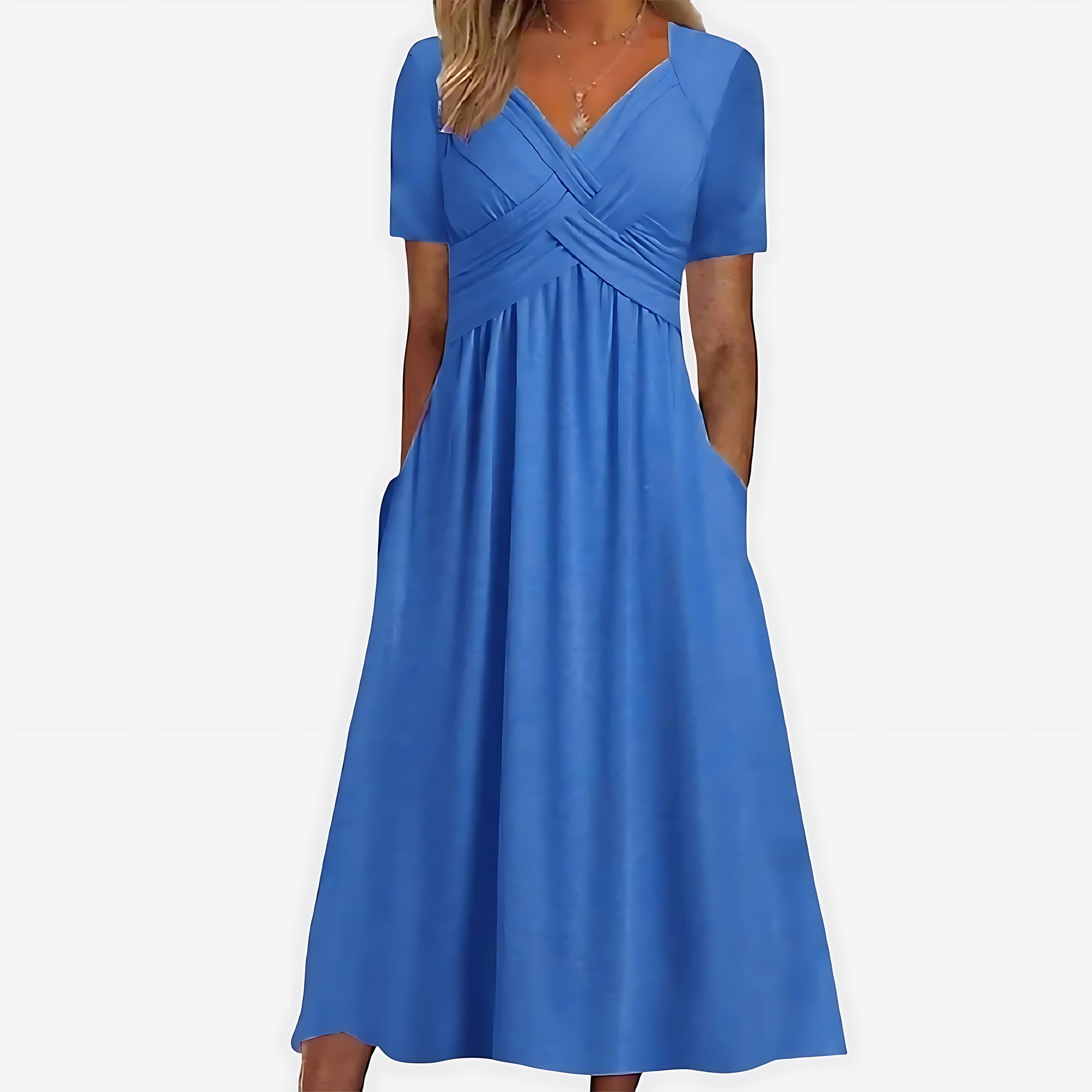 Ruched Empire Waist Midi Dress