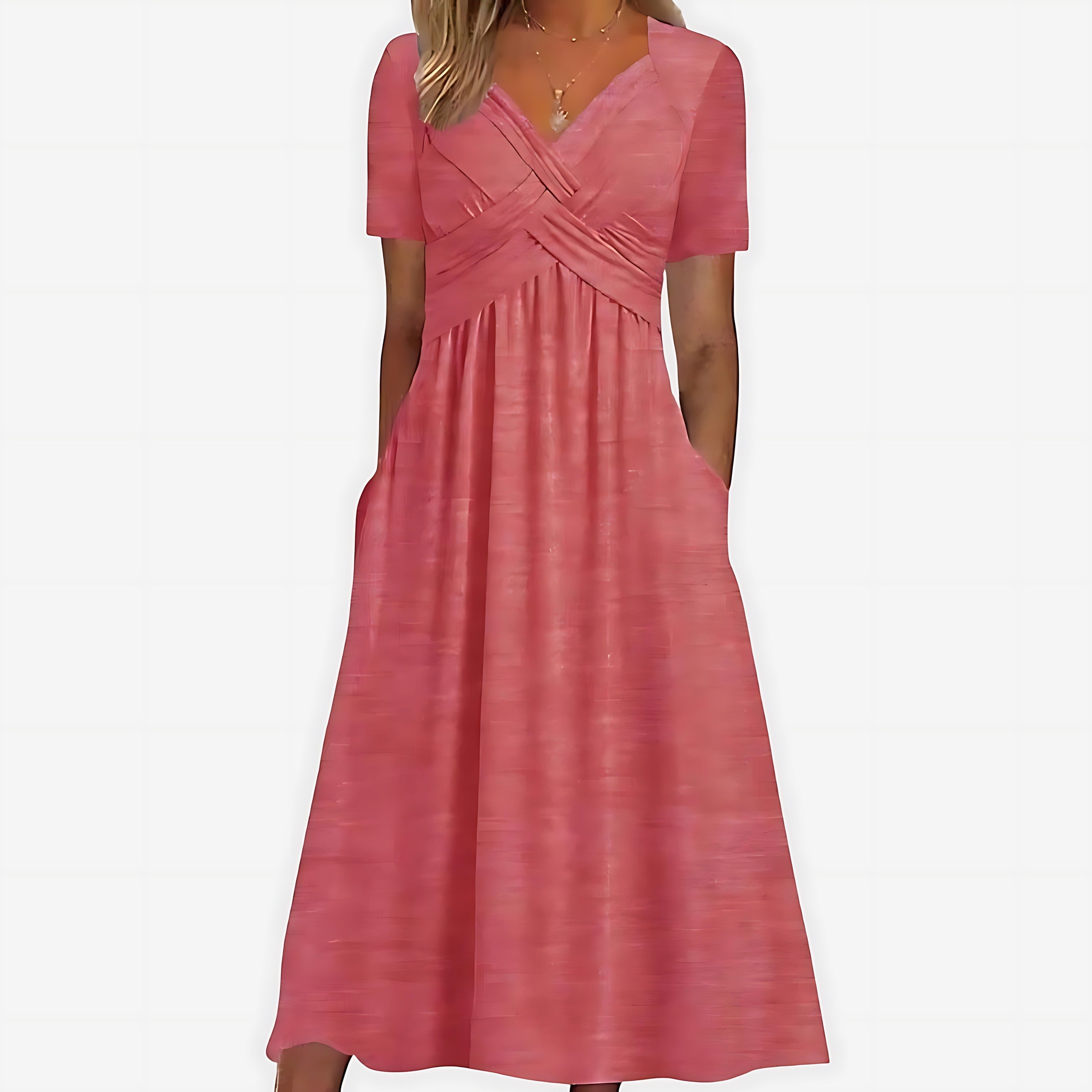 Ruched Empire Waist Midi Dress