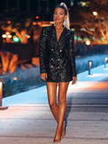 Sequin Blazer Mini Dress - Black