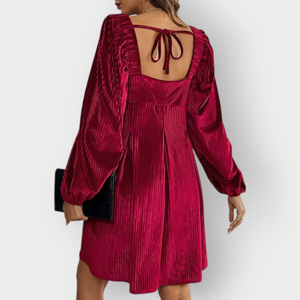 Pleated Babydoll Mini Dress